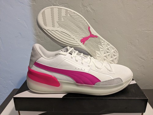 PUMA Clyde Hardwood White Pink Grey 193663 03 Basketball Men's Shoe Size 14 - Picture 2 of 16