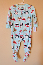 Carter's Christmas Penguin Mugs Print One-Piece Sleeper Pajamas Baby 18 Months