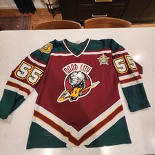 Vintage AK Quad City Mallards #55 Steve Gibson Game Used & Signed Hockey Jersey