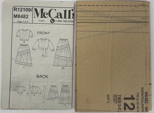 Falda Top Campesina Recortada con Volantes Patrón McCalls 8482 Talla 12-20 Sin Cortar - Imagen 4 de 5