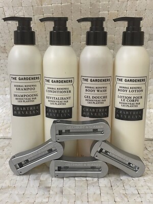 Crabtree & Evelyn Gardeners Shampoo Conditioner Body Wash Body Lotion 4 Brackets