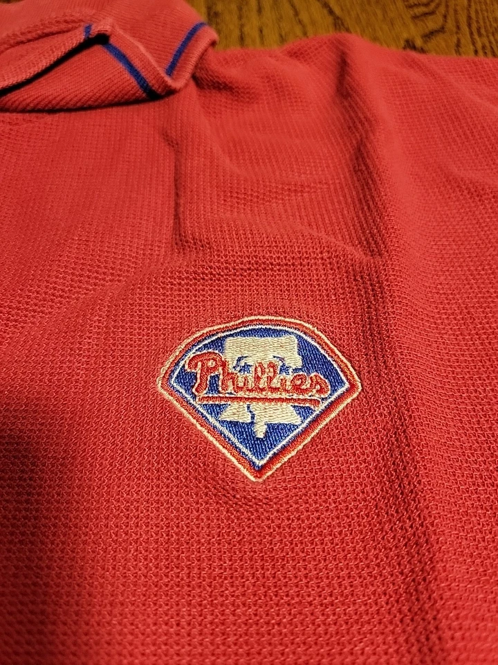 Camisa polo Philadelphia Phillies para hombre talla mediana MLB béisbol roja con cuello superior  Foto 2 de 4