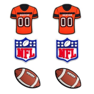 NFL Denver Broncos Football Team For Crocs Shoe Charms Jibbitz - 6 pieces