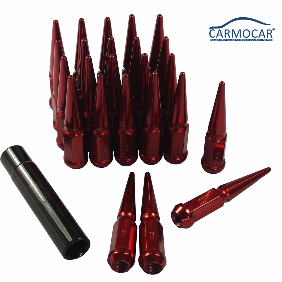 (24 piezas) Tuercas de clavo rojo 4,5 de alto 6 tacos para vehículos GMC Chevy Ford 14x1,5 Foto 4 de 4