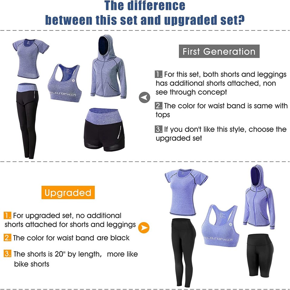 Women Workout Clothes Set 5 PCS Exercise Athletic Outfits Set eBay