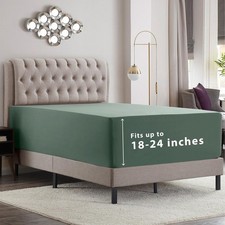 Empyrean Sage Green Twin XL Fitted Sheet, Extra Deep Pocket, Hotel Luxury