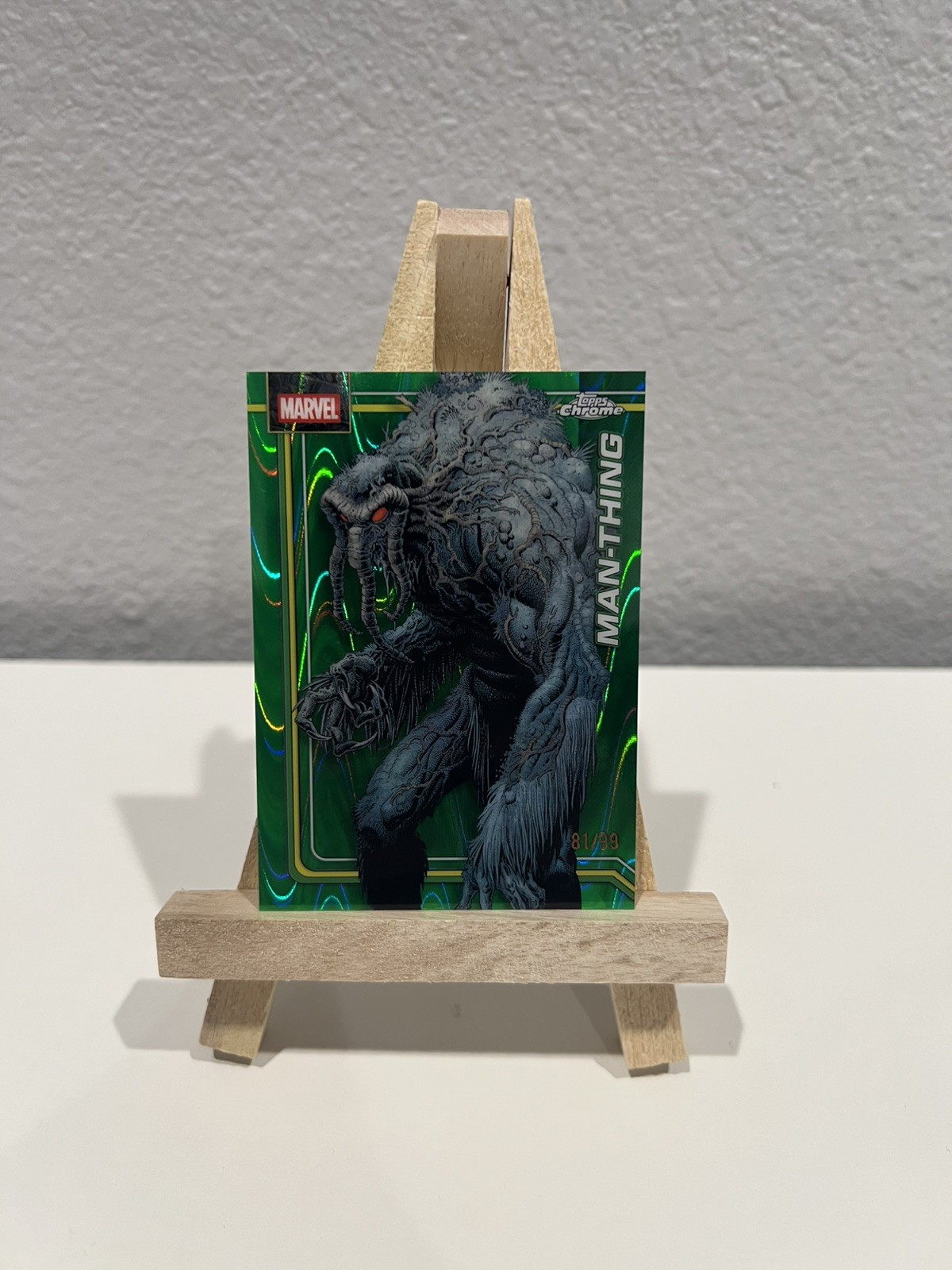 2026 Topps Chrome Marvel #075 Man-Thing Green RayWave Refractor /99