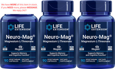  Magnesium L-threonate, 90 Count (Pack of 3) Brain Health Supplement Memory Supp