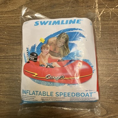 Swimline 49''L x 29''W Stinger Swimming Pool Kid Inflatable Speed Boat Float - Red