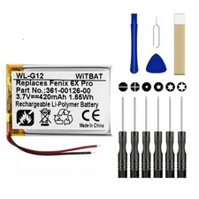 420mAh Battery 361-00126-00 361-00086-12 For Garmin Fenix 6X, 6X Pro, 6S