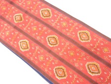 7596171: JAPANESE KIMONO JAPANESE FUKURO OBI / TSUMUGI / WOVEN GEOMETRIC