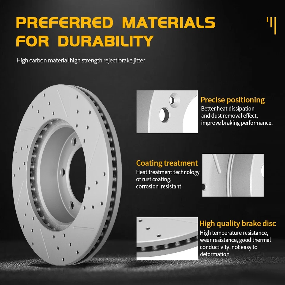 Pastillas de freno rotores de disco perforados delanteros para Nissan NV2500 NV3500 NV1500 2012-2021 Foto 3 de 4