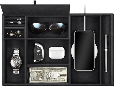 SITHON Taschenleerer Tisch Organizer, 8 Fäche Tablett Organizer Ablage (Schwarz)