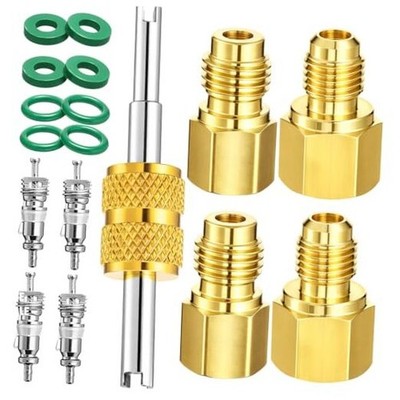 Pcs Brass Refrigerant Tank Adapter 1/4'' to 1/2'' Fitting 17 R1234yf Model