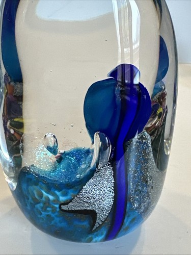 Signed Collette FORTIN Studio Art Glass Underwater Coral Reef Scene Paperweight - Picture 6 of 17
