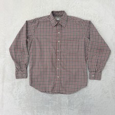 Vintage 1980s LL Bean Shirt Mens Medium Red Check Cotton Button Up Made In USA