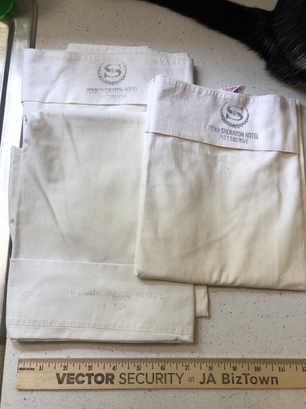 Hotel Pillowcases Pgh PA Penn Sheraton & Wm Penn Cotton White