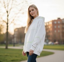 Nike Sportswear Fleece Swirl Hoodie White Women's Small Oversized Stiches