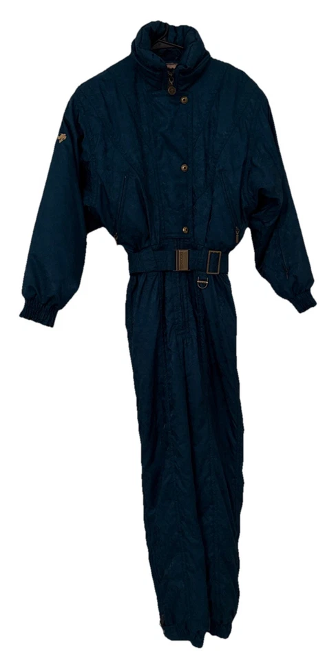 Traje de esquí Descente traje de nieve una pieza babero de nieve vintage años 90 Apres para mujer 4 S verde azulado Foto 2 de 4