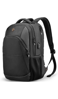 SWISSDIGITAL Travel Laptop Backpack 17 in Laptop Padded USB Port Black/Gray