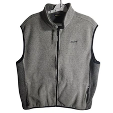 Woolrich Mens Fleece Vest Full Zip Gray Pockets Polartech Size XL