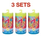 3 x Barbie Color Reveal Chelsea Doll with 6 Surprises Neon Tie-Dye Series HCC90