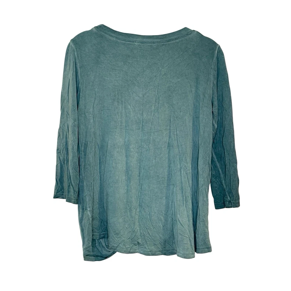 Camiseta Top Jane and Delancey Verde azulado lavado mineral nudo torcido frontal elástica talla S Foto 2 de 4