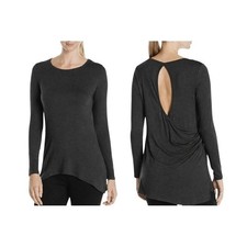 NWT Karen Kane Long Sleeve Open Back Keyhole Tunic Top Charcoal Gray S