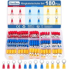 Ringkabelschuhe Set 180 St&uuml;ck Kabelschuhe Crimpverbinder Kupfer PVC