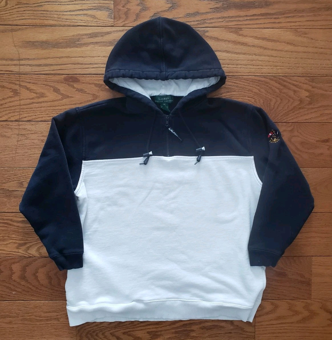 Vintage Polo Ralph Lauren RL Pullover Hoodie 1/4 Zip White Size Medium