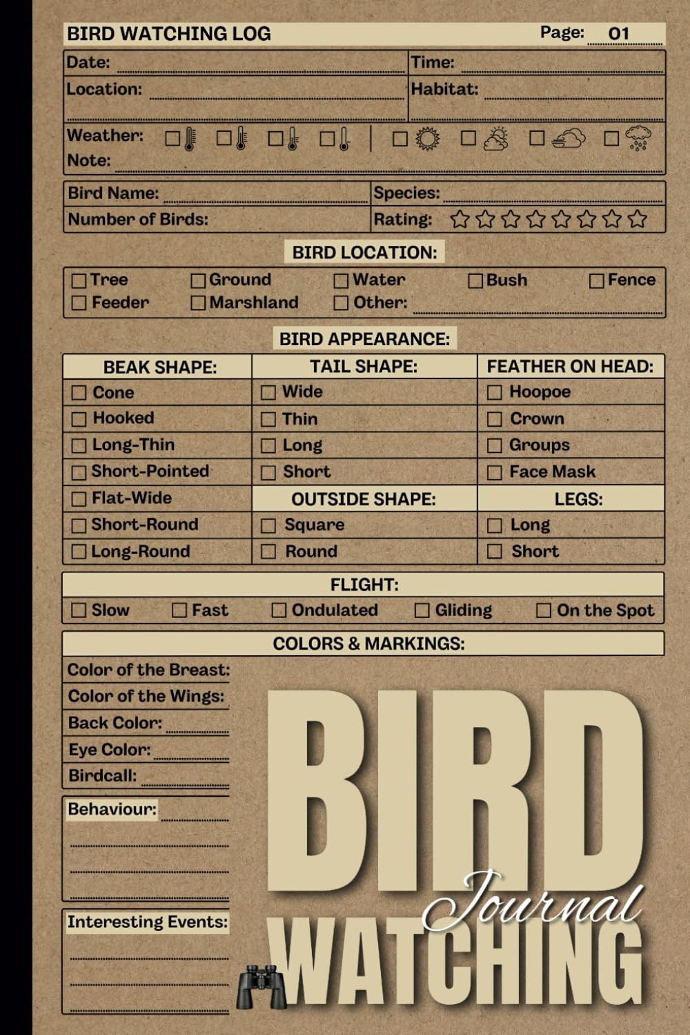 Bird Watching Journal: A Birders and Nature Lovers Log Book 
