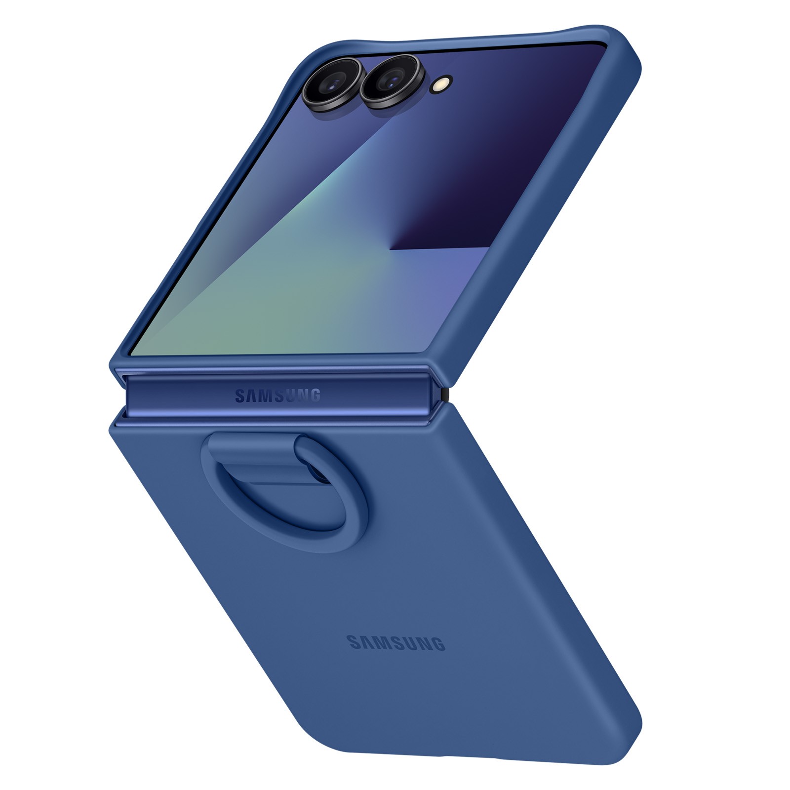 Coque Galaxy Z Flip 7 Samsung silicone avec anneau bleu nuit
