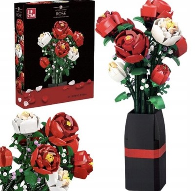 Rosen Künstliche Pflanze Bausatz mit Blumen Vase DIY Dekor Bonsai Bausteine Set