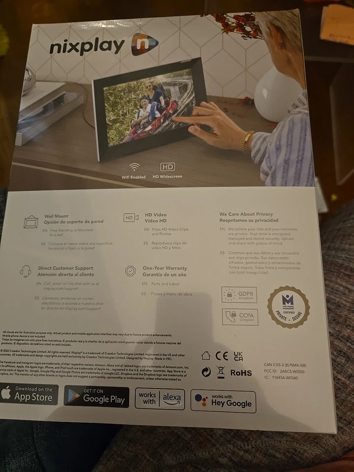 Nixplay 10.1" Touch Screen SMART PHOTO FRAME Black Classic Mat Wi-Fi HD W10P - Image 3 of 4