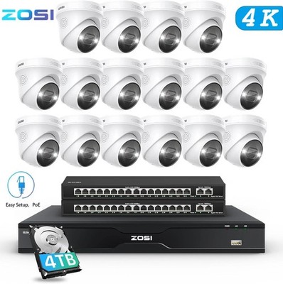 ZOSI C2258 32CH 4K PoE NVR Security IP Camera System AI Person Vehicle Detection