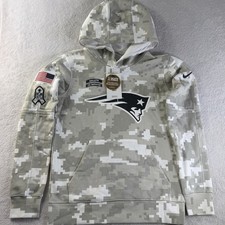 Nike New England Patriots Salute To Service Hoodie Youth M 10/12 Camo NFL NWT