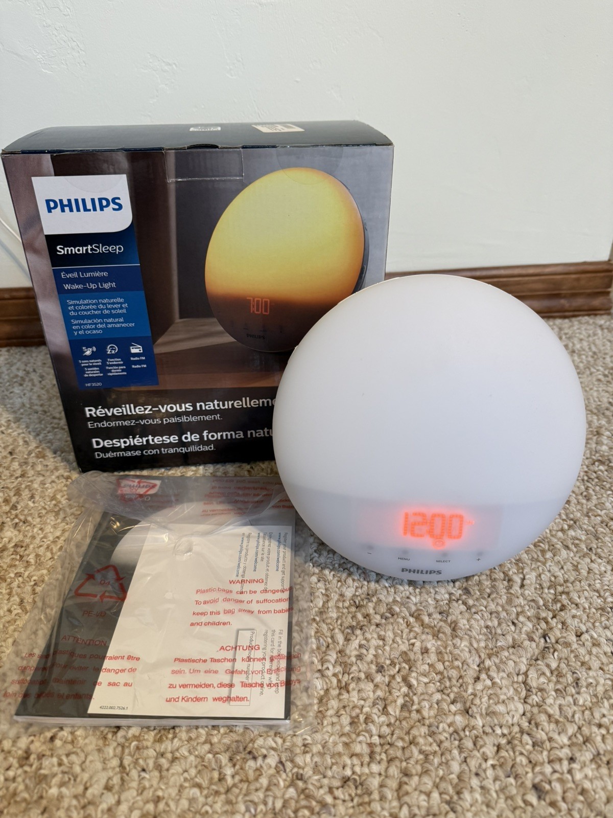 Philips Smart Sleep Wake Up Light Colored Sunrise Sunset Sim