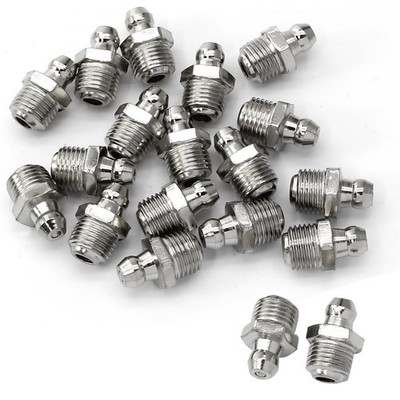 LDEXIN 20pcs M10 Straight Hydraulic Grease Fitting M10, 20Pcs, Silver 