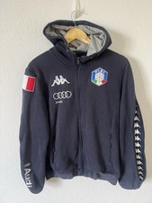 Giacca Felpa con Cappuccio Kappa FISI Italia Squadra Sci Audi Sponsor Full Zip Uomo Large