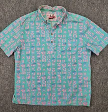 Chubbies Men's XL Pink & Blue The Nutter Pullover Stretch Short Sleeve Shirt
