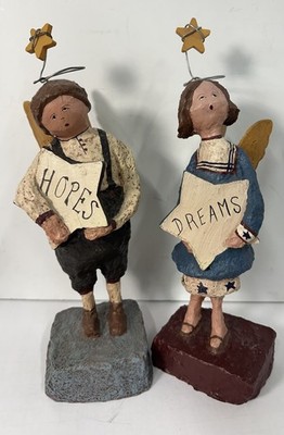 Bethany Lowe Primitives Hopes & Dreams Angel Boy Girl Halo & Stars RARE DMG READ