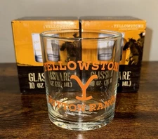 Yellowstone Dutton Ranch 10oz Clear Rocks Glass~Whiskey Tumblers~Set of 2~New !!