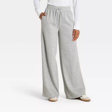 Women's Airy Sleek Pique Wide Leg Sweatpants - All In Motion Heathered Gray M