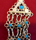 Vintage Sarna India Ornate Three Strand Silver Metal and Blue Bead Necklace BOHO — photo 5