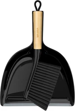 Dustpan and Brush Set, Portable Cleaning Brush and Dustpan Combo with Bamboo Han