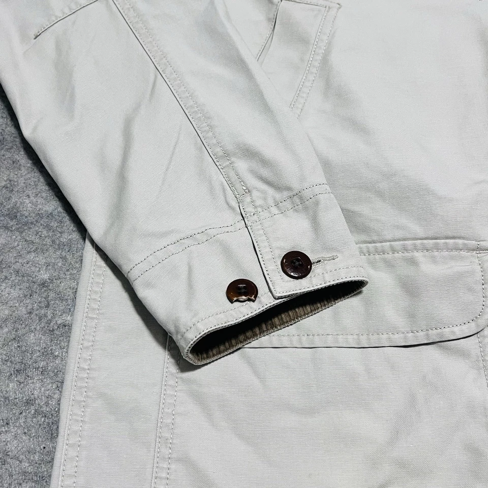 Jaqueta feminina L.L.Bean bege médio colarinho de veludo algodão celeiro - Imagem 3 de 4