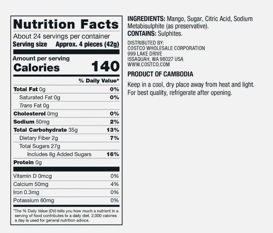 New 2-Packs Kirkland Sweetened Dried Mangoes 35 oz/Bag, Fat Free Healthy Snack - Image 3 of 3