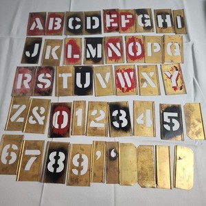 Interlocking 2" Brass 44 Piece Single Letter Numbers Stencils Set