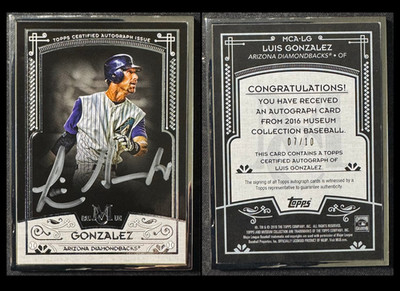 2016  Topps Museum Collection Luis Gonzalez /10 Silver Framed Autographs