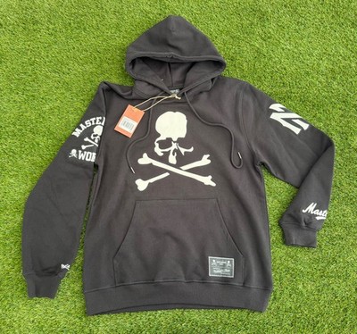 NWT Mastermind x Mitchell & Ness Hooded Skull & Bones Chain Stitch Sweatshirt 